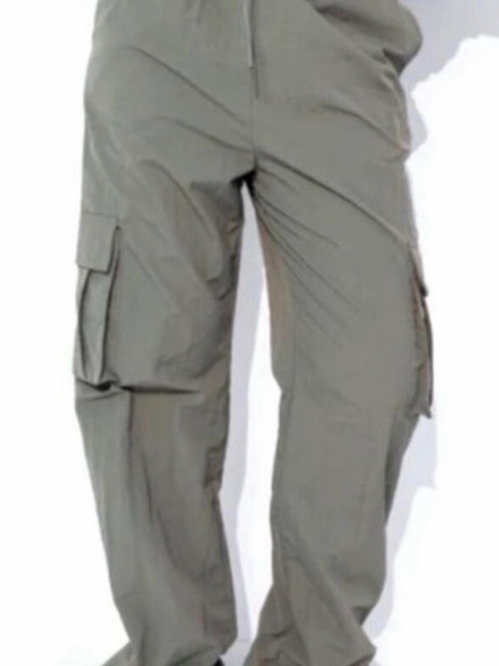 Le Lis Sage Green Cargo Parachute Jogger Pants Small Drawstring Utility